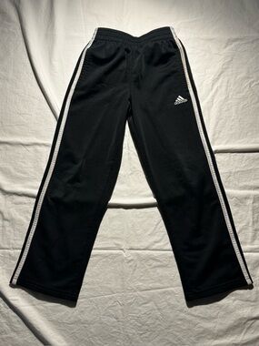 adidas Boys Track Pants Vintage Youth Large Size 7 Black Athletic Activewear